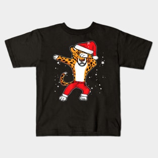 Dabbing Panther Cheetah Christmas     Dab Cat Xmas Kids T-Shirt